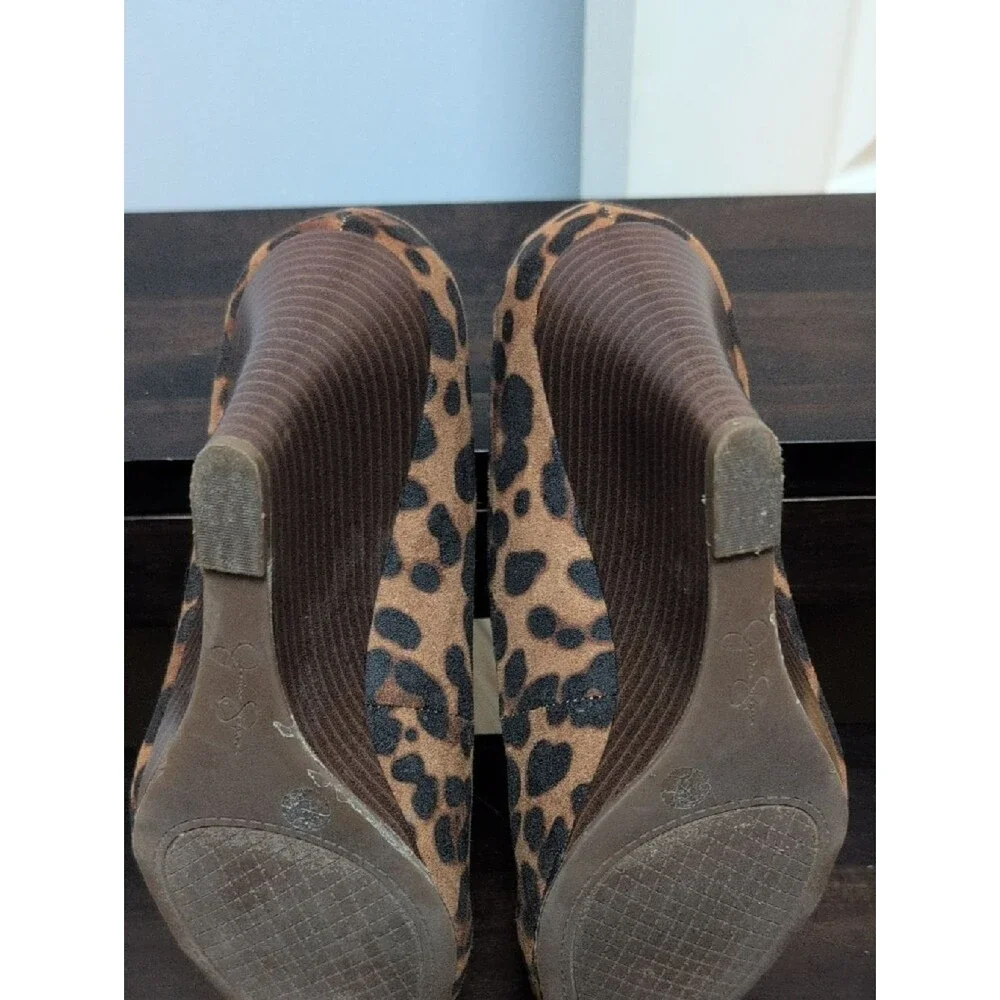 Jessica Simpson Cash Leopard Print Wedge Pumps - Brown/Black Size 7.5M